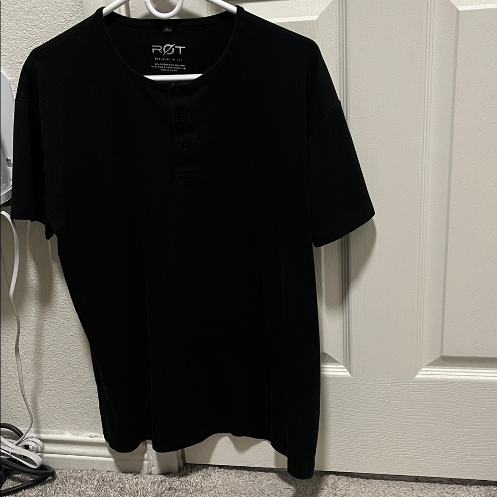 Rule of threads Black Short Sleeve Henley Shirt